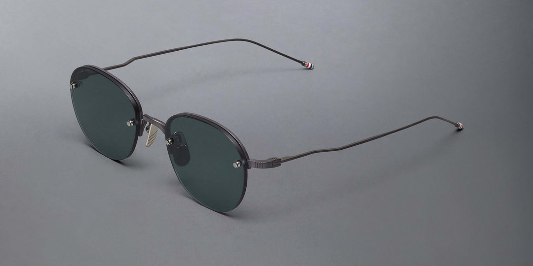 Thom Browne Titanium Semi Rimless Oval Sunglasses