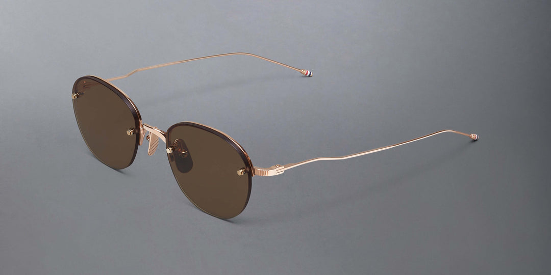 Thom Browne Titanium Semi Rimless Oval Sunglasses