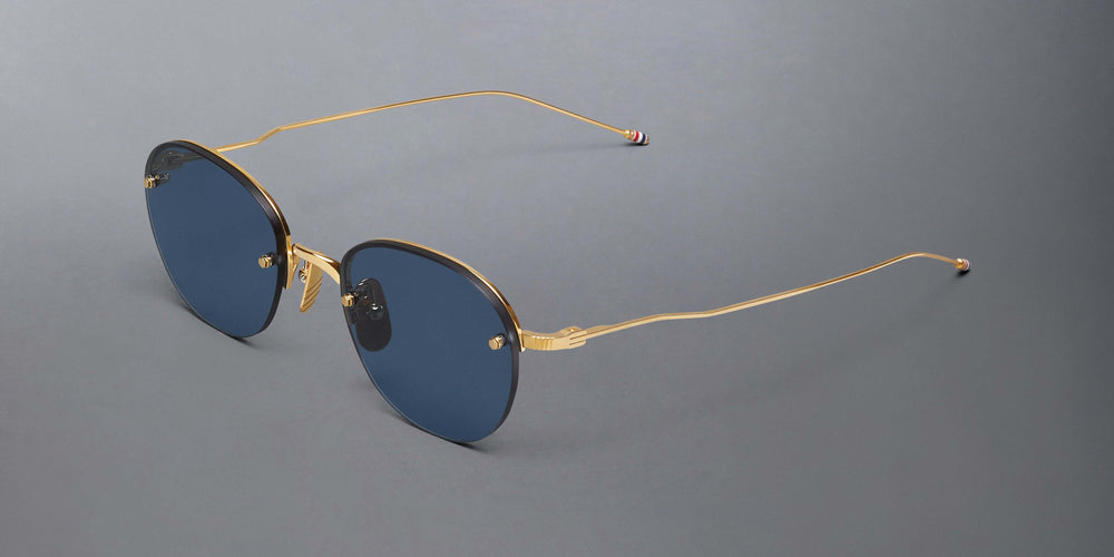Thom Browne Titanium Semi Rimless Oval Sunglasses