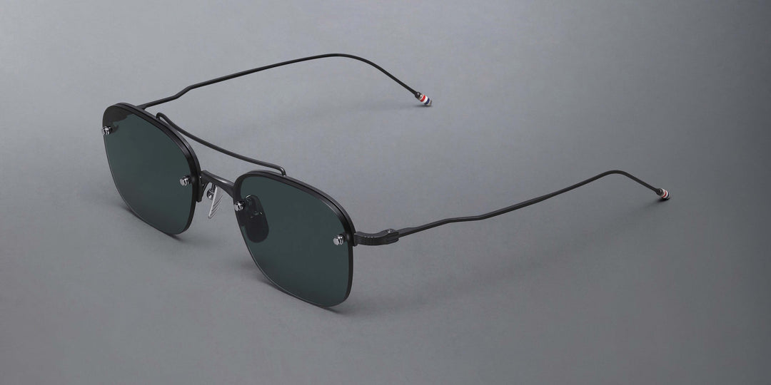 Thom Browne Titanium Semi Rimless Pilot Sunglasses