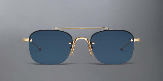 Thom Browne Titanium Semi Rimless Pilot Sunglasses