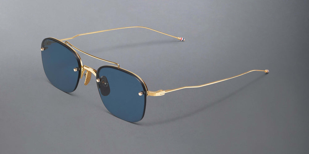 Thom Browne Titanium Semi Rimless Pilot Sunglasses