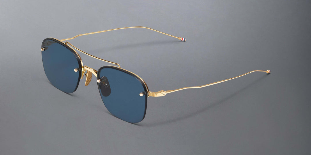 Thom Browne Titanium Semi Rimless Pilot Sunglasses